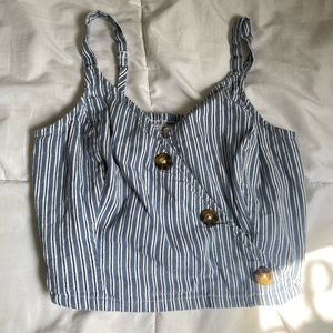 Blue and white striped  stretchy  hollister top.